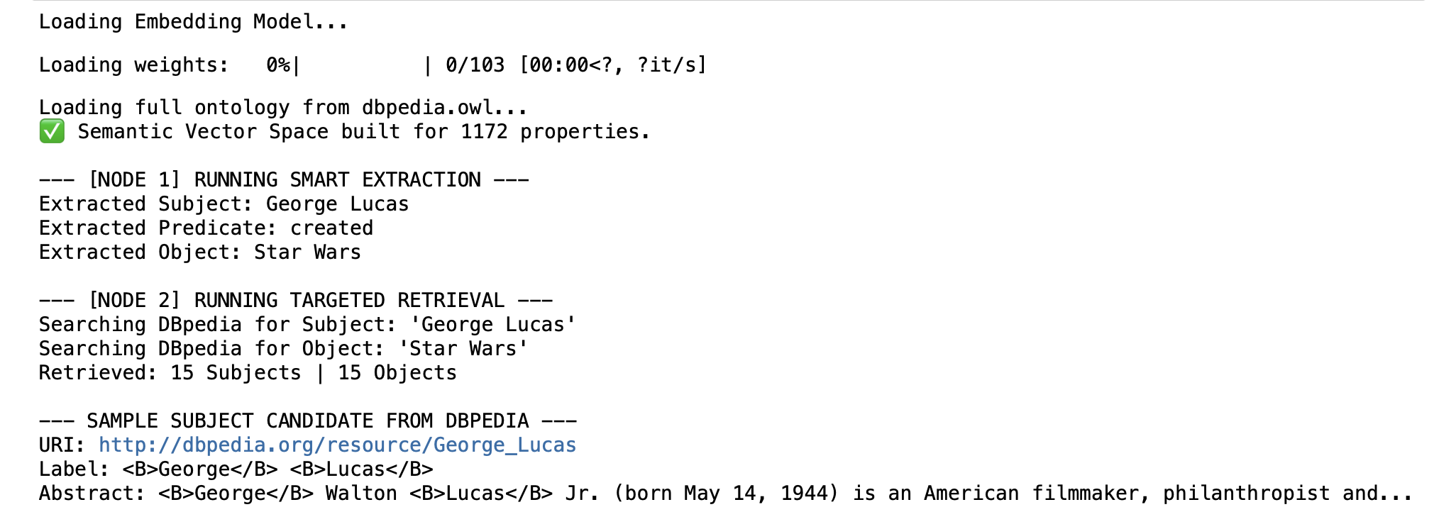 George Lucas Output Snippet